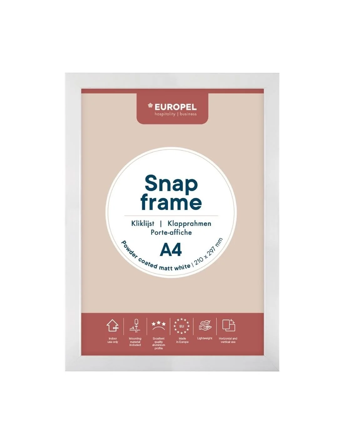 Cadre clipsable Europel A4 25mm blanc mat