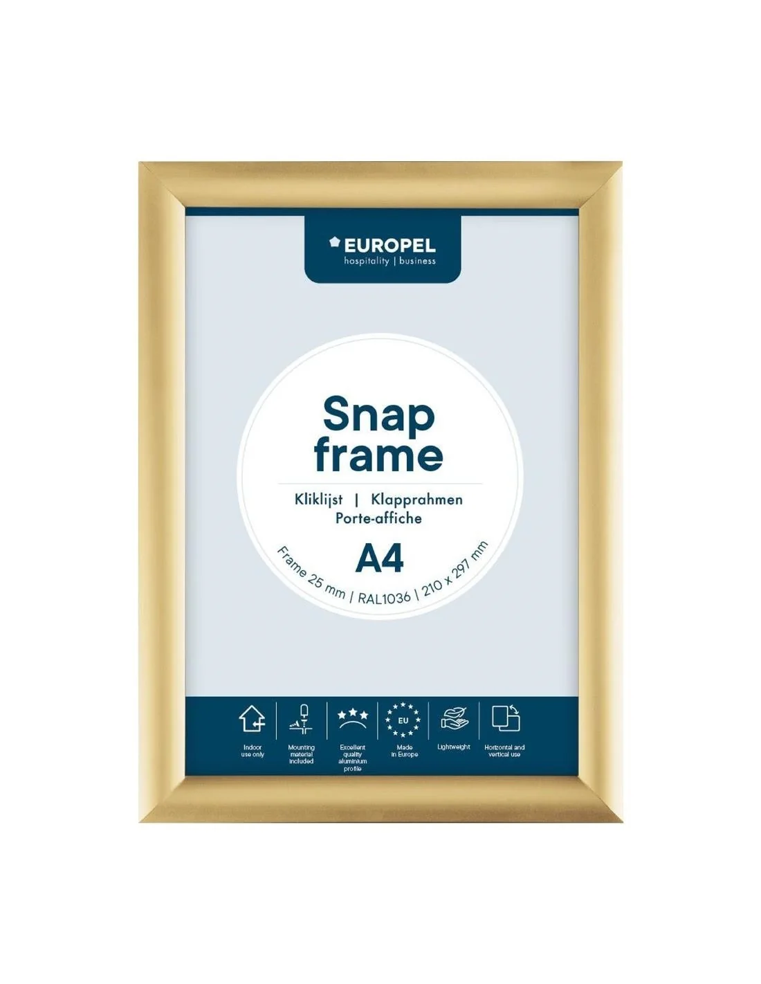 Cadre clipsable Europel A4 25mm doré
