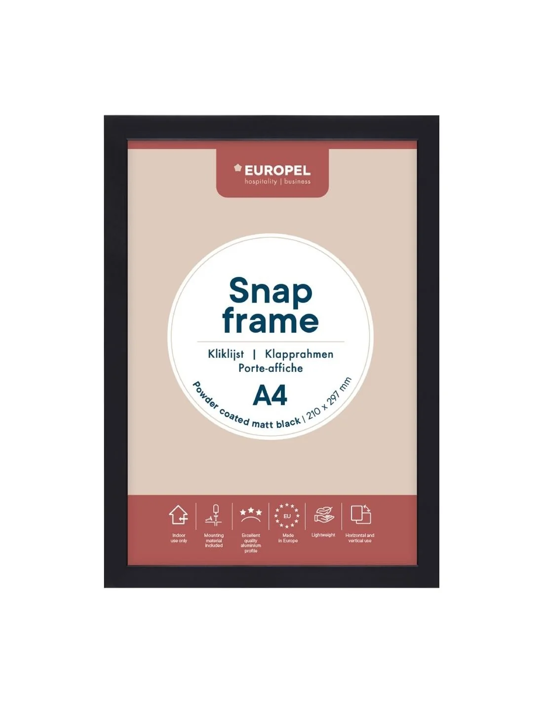 Cadre clipsable Europel A4 25mm noir mat