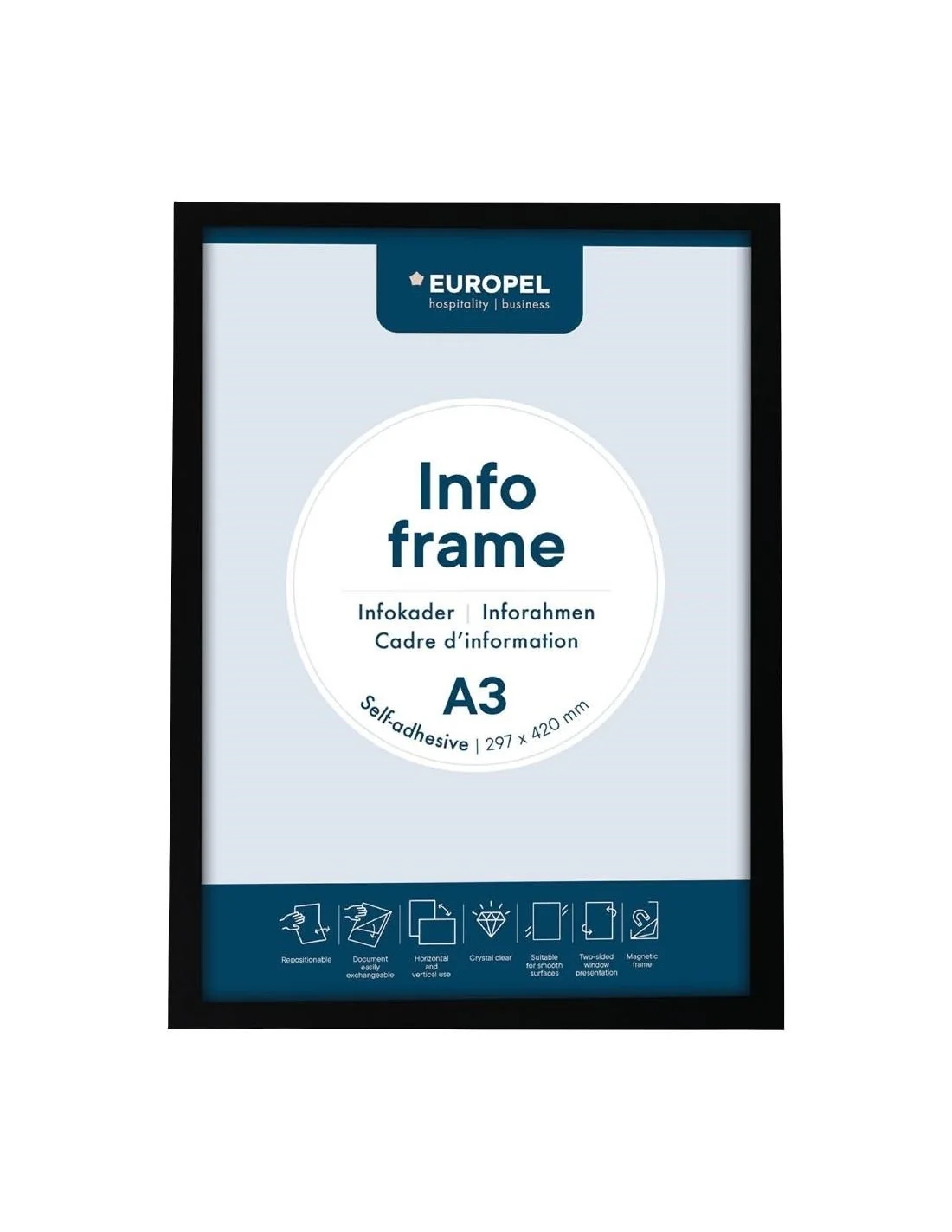 Cadres d'affichage autocollants Europel A3 noirs (lot de 2)