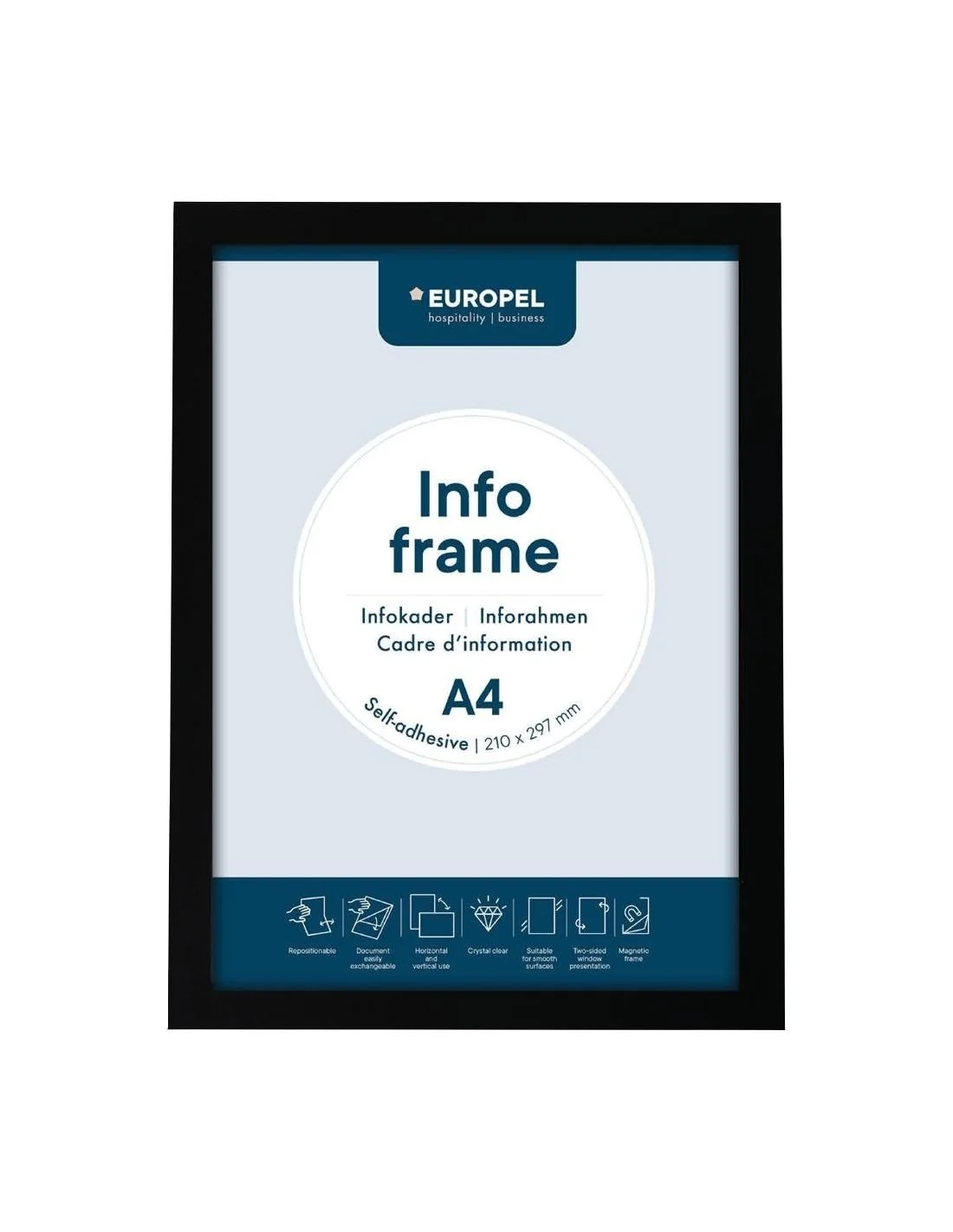 Cadres d'affichage autocollants Europel A4 noirs (lot de 2)