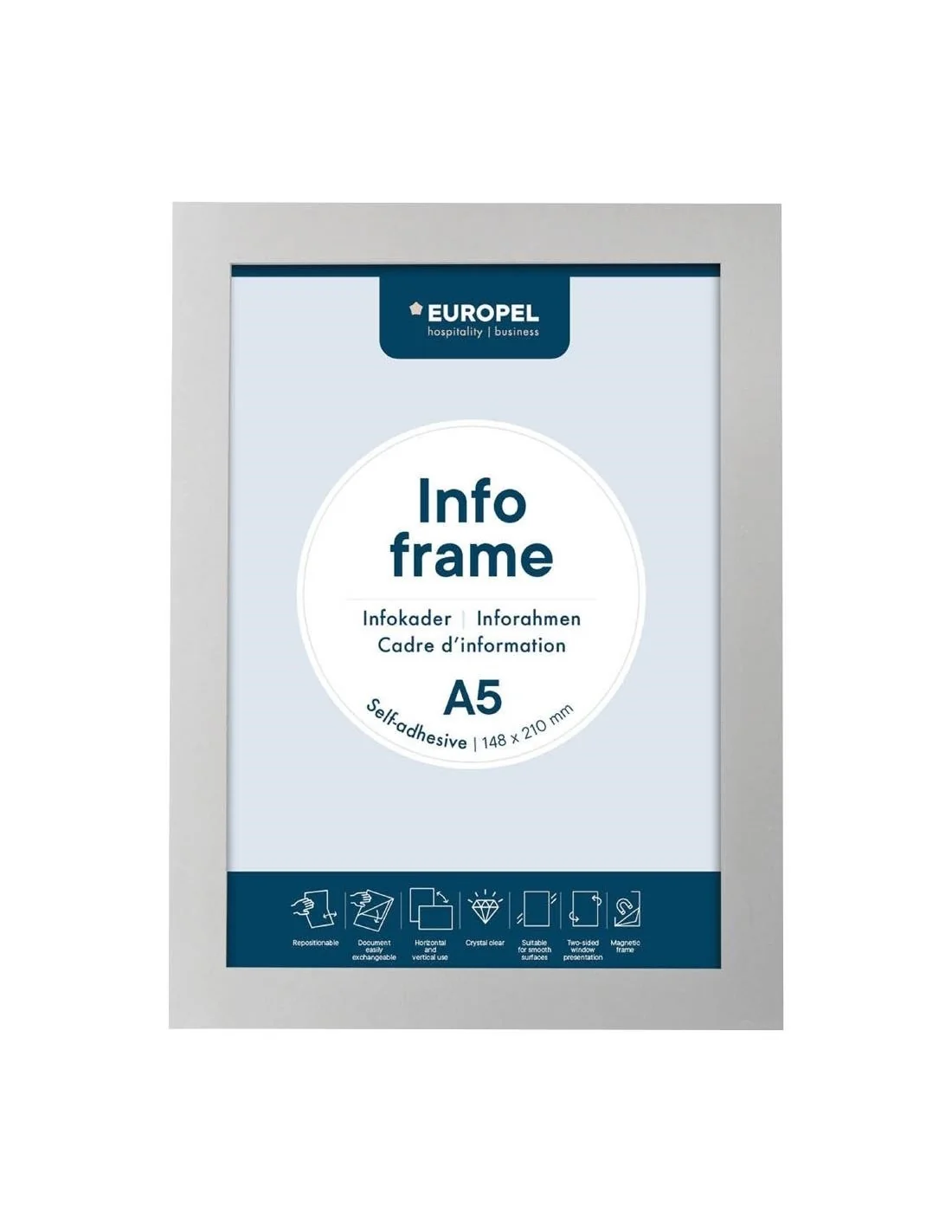 Cadres d'affichage autocollants Europel A5 argent (lot de 2)