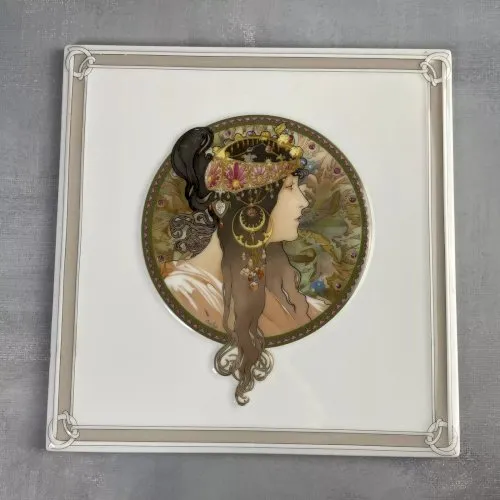 Carreau céramique, carrelage Alfons MUCHA Têtes Byzantines la brune ~18.5x18.5cm