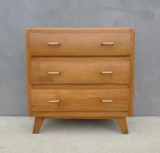 commode vintage en bois pieds compas