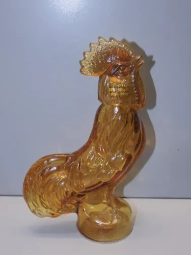 - COQ ANCIENNE PETITE BOUTEILLE VERRE couleur Ambre COGNAC HARDY COLLECTION  D