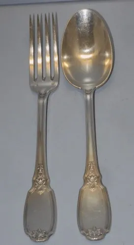 - COUVERT ARGENT MINERVE Titre 1 & ORFEVRE BOIVIN VICTOR FILS 1897 Chiffré  D