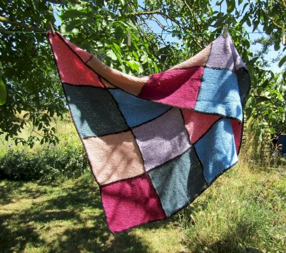 Couverture plaid au crochet multicolore Vintage 100x100cm