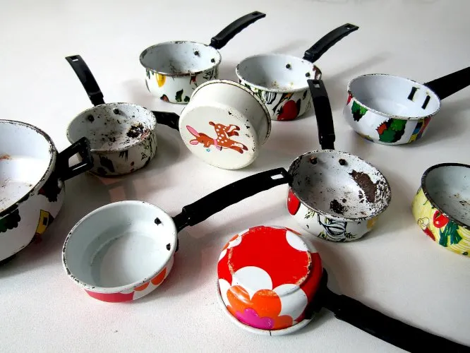 Dinette casseroles en acier émaillé faitout Vintage