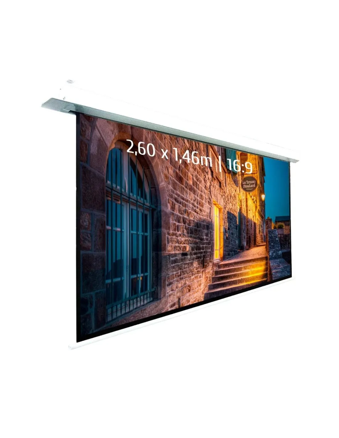 Ecran de projection motorisé encastrable 2,60x1,46m 16:9 Wi-Fi
