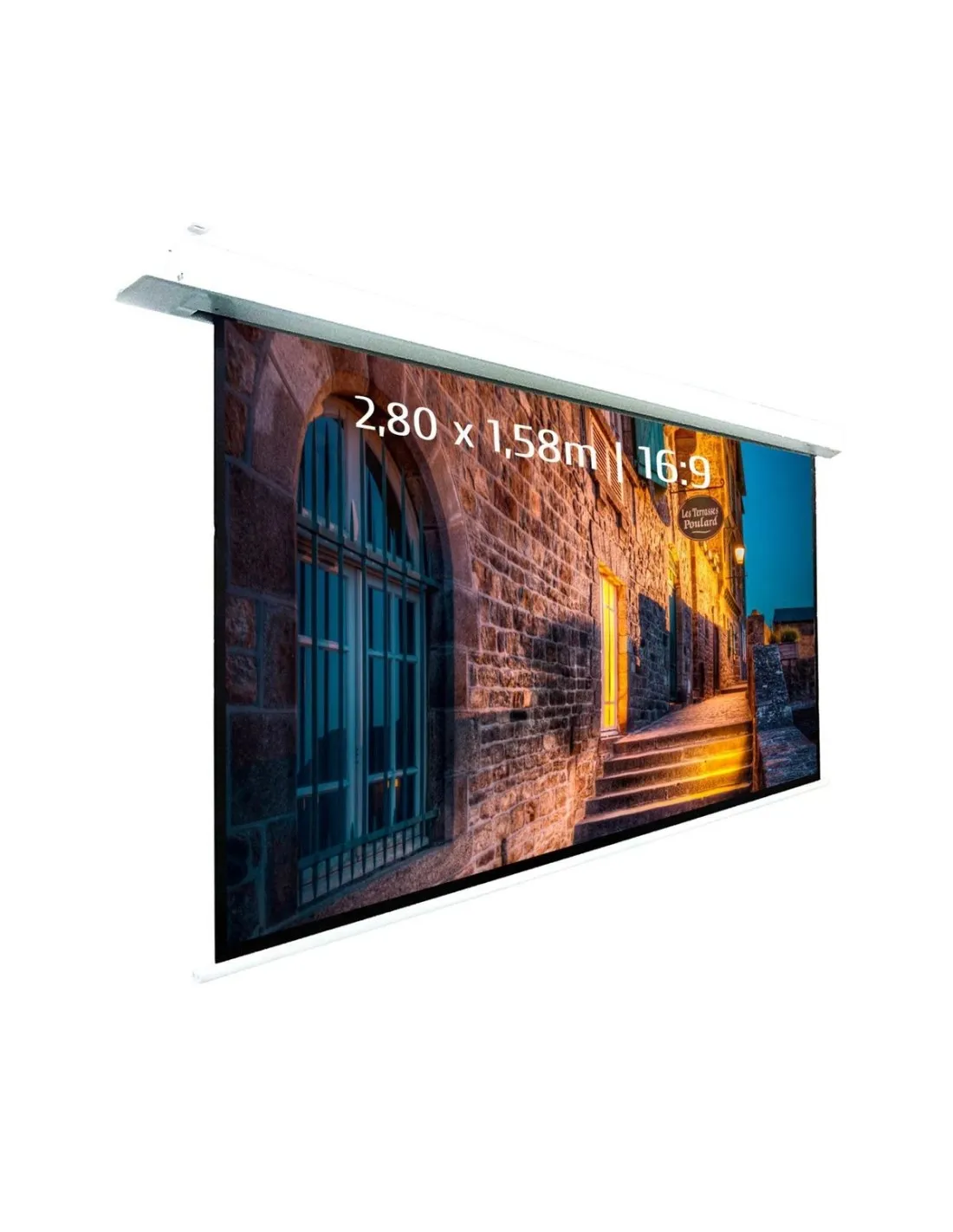 Ecran de projection motorisé encastrable 2,80x1,58m 16:9 Wi-Fi