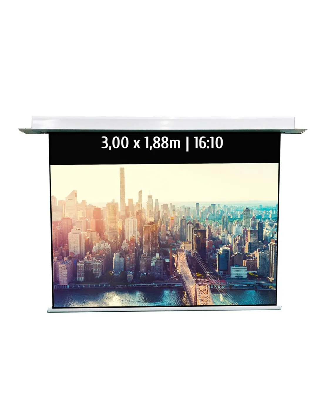 Ecran de projection motorisé encastrable 3,00x1,88m 16:10 Wi-Fi