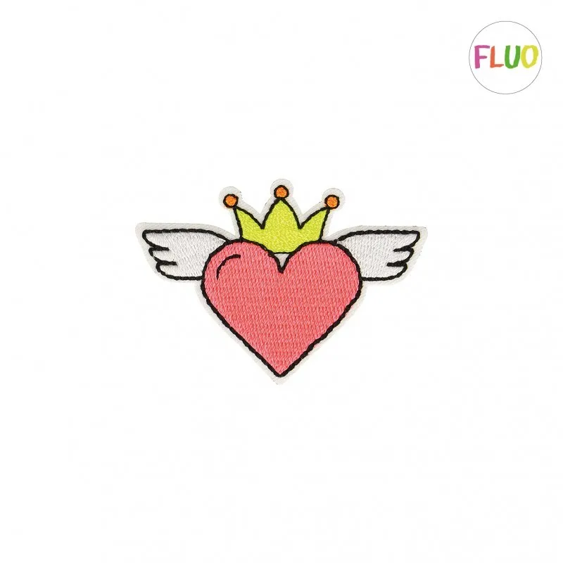 Ecusson coeur avec aile - Rose