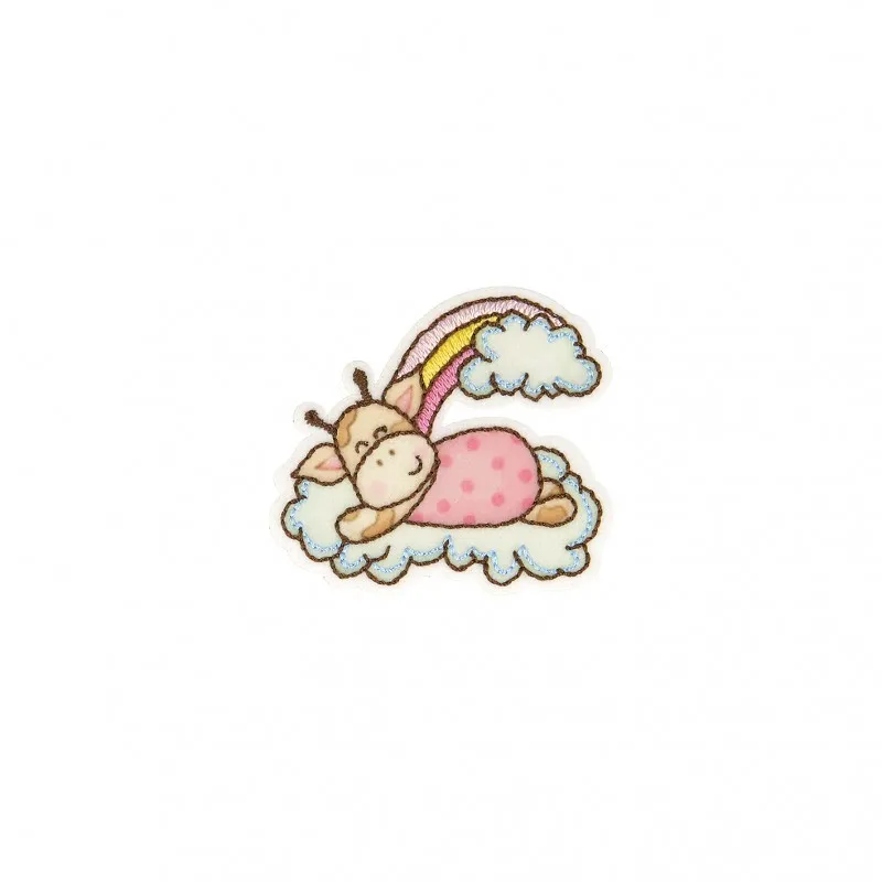 Ecusson girafe mignonne - Sur un nuage