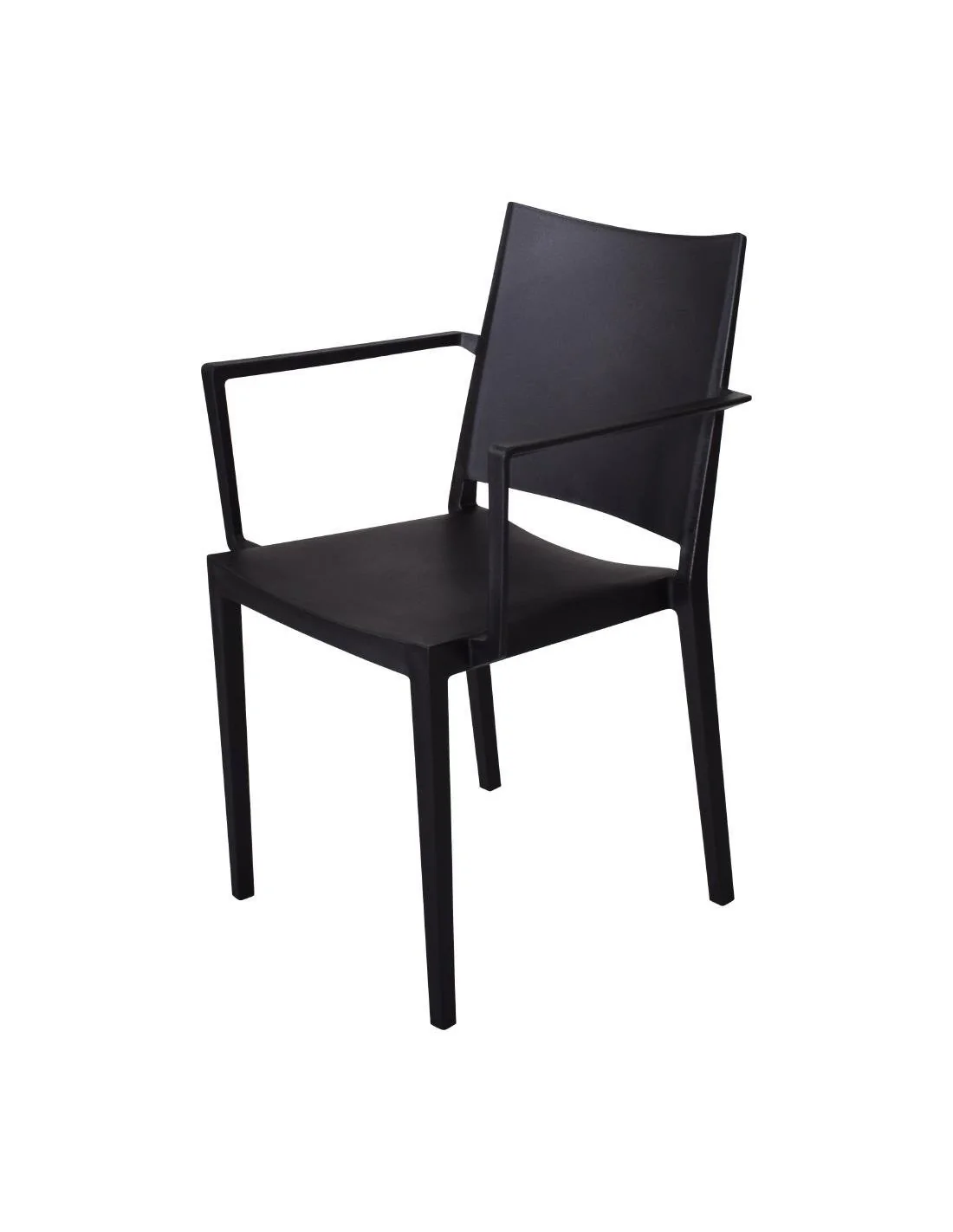 Fauteuils d'extérieur en polypropylène empilables Florence noirs (lot de 4)