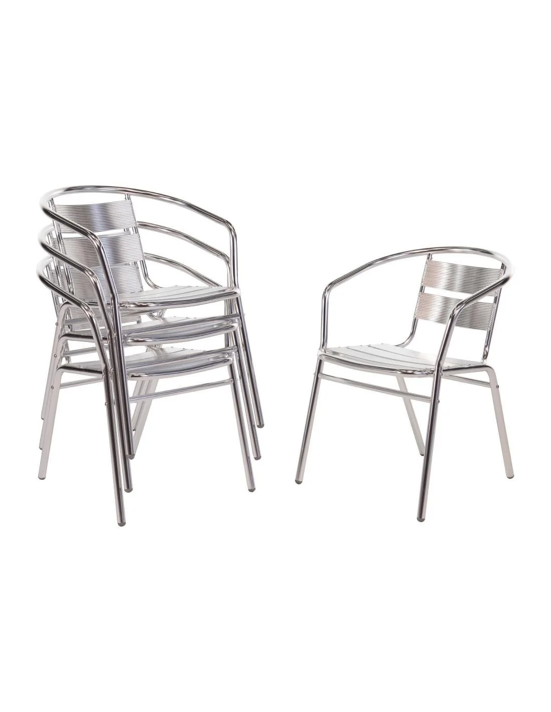Fauteuils empilables en aluminium Bolero (Lot de 4)