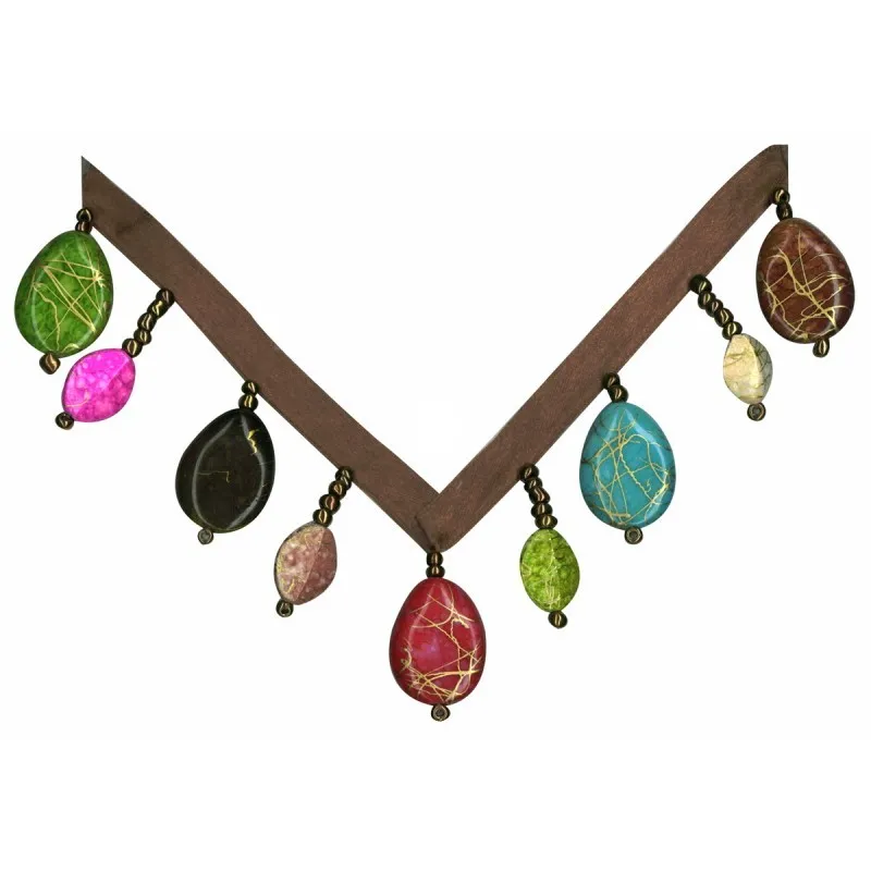 Frange perles/pierres Marron/multi -