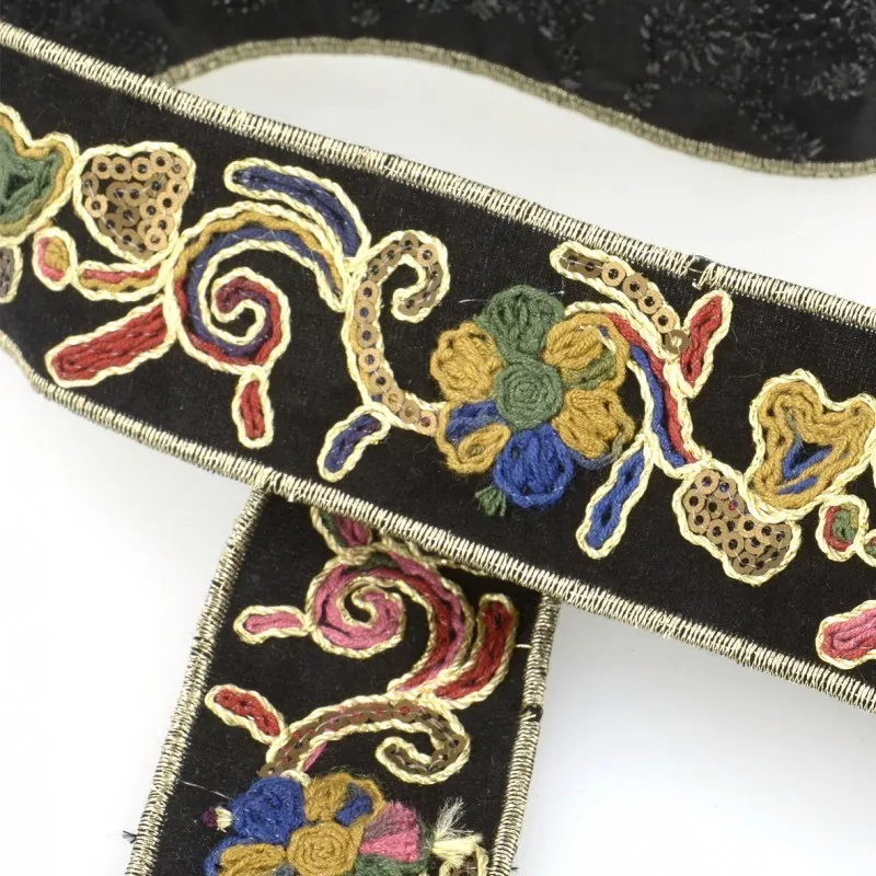 Galon brodé Noir/multicolor -