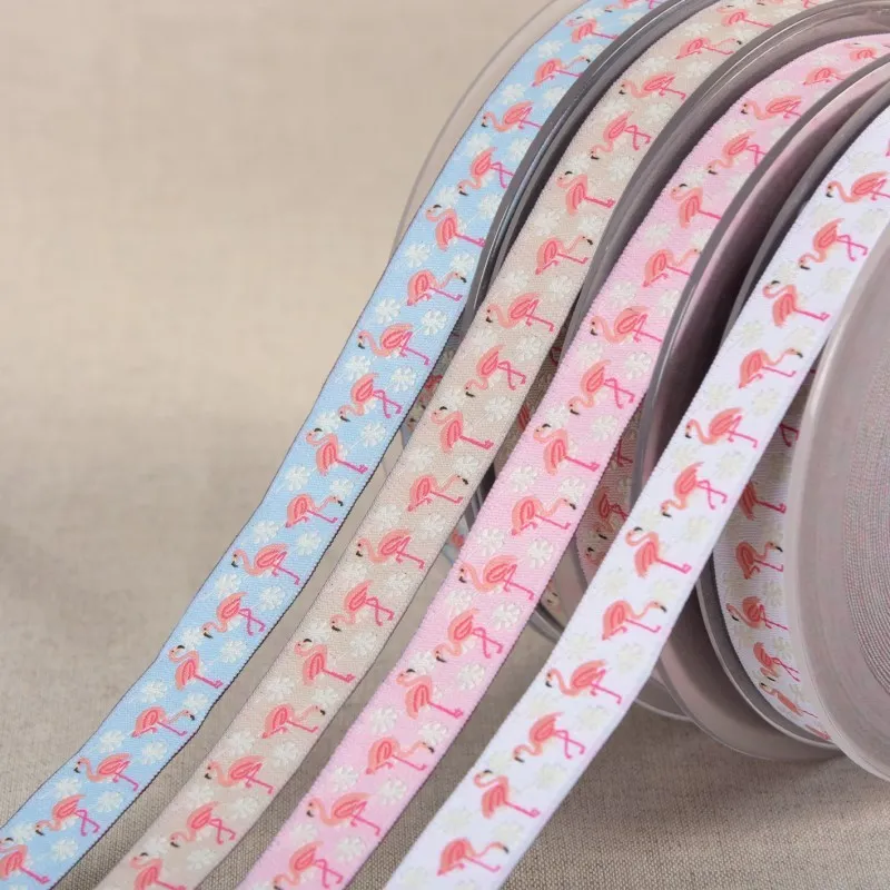 Galon jacquard flamants roses