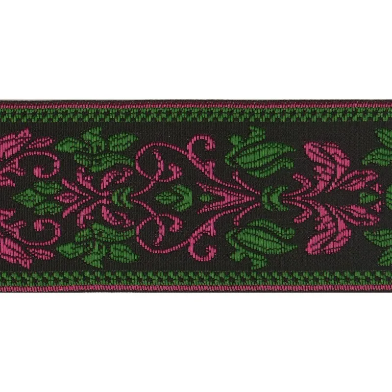 Galon jacquard fleurs lys Fuchsia -