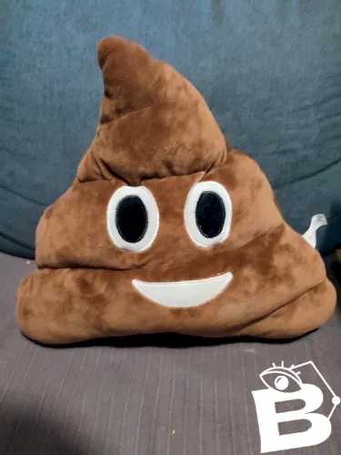 grand coussin en forme demoticone caca en tres bon etat
