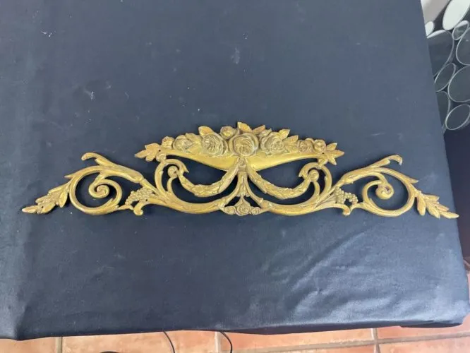 GRAND Fronton Ornement en bronze doré XIX ème ( 50 x 12 cm )