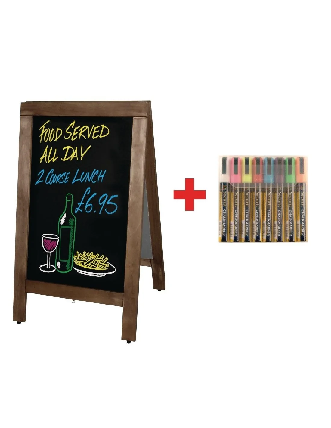 Grand panneau de trottoir Olympia et lot de marqueurs Securit offert