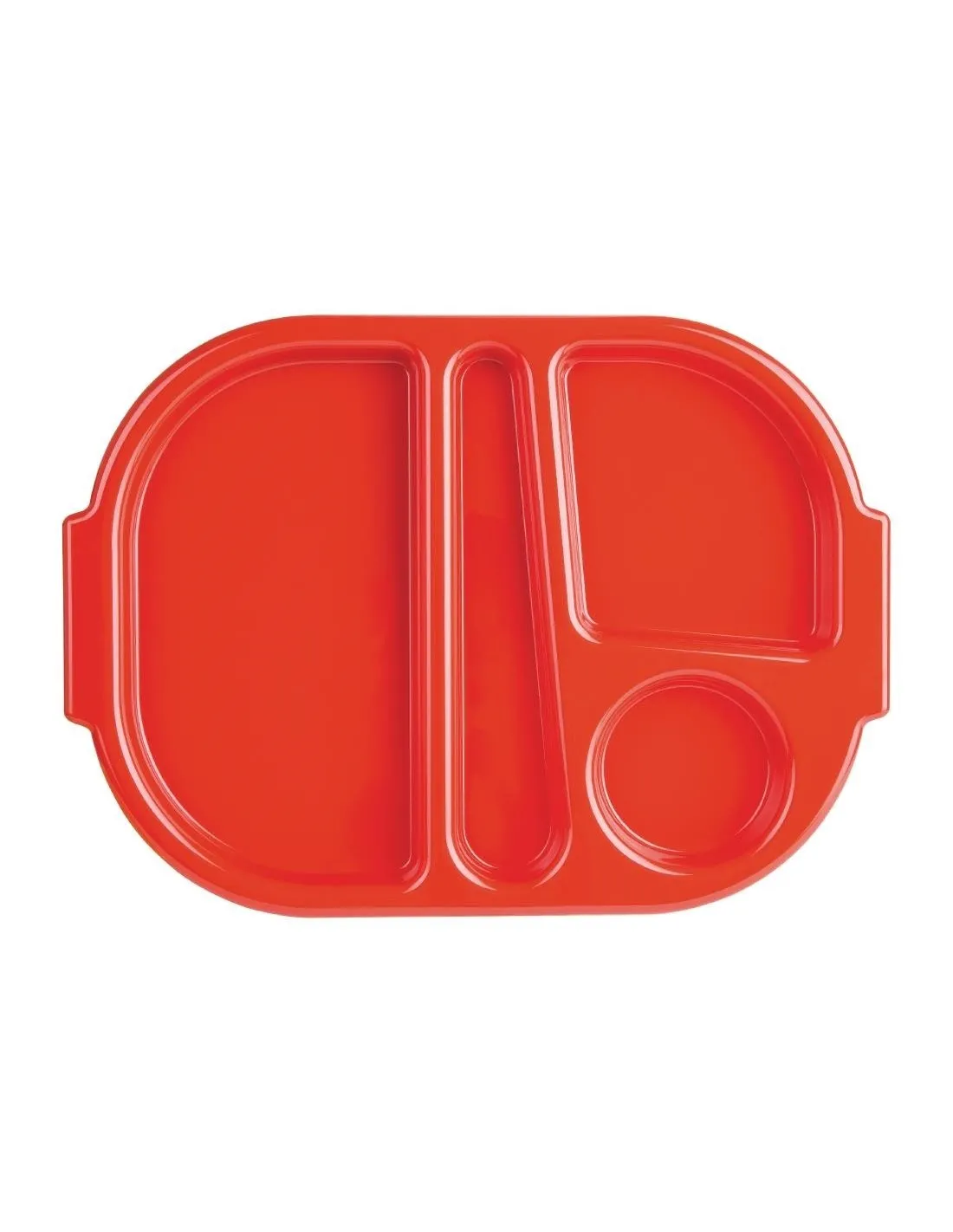 Grands plateaux repas à compartiments en polypropylène Olympia Kristallon rouges 375mm (Box 10)