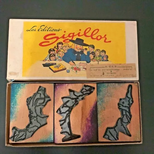 Grands tampons édition Sigillor Metz, matériel école, la boite de 3, les cotes