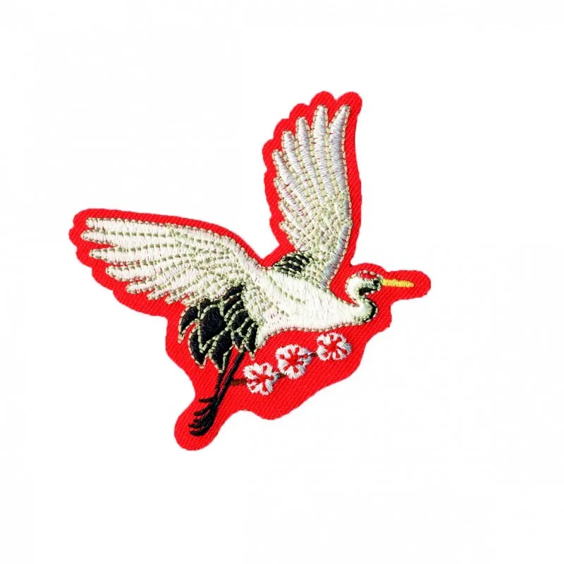 Heron 6x5cm - Fond rouge