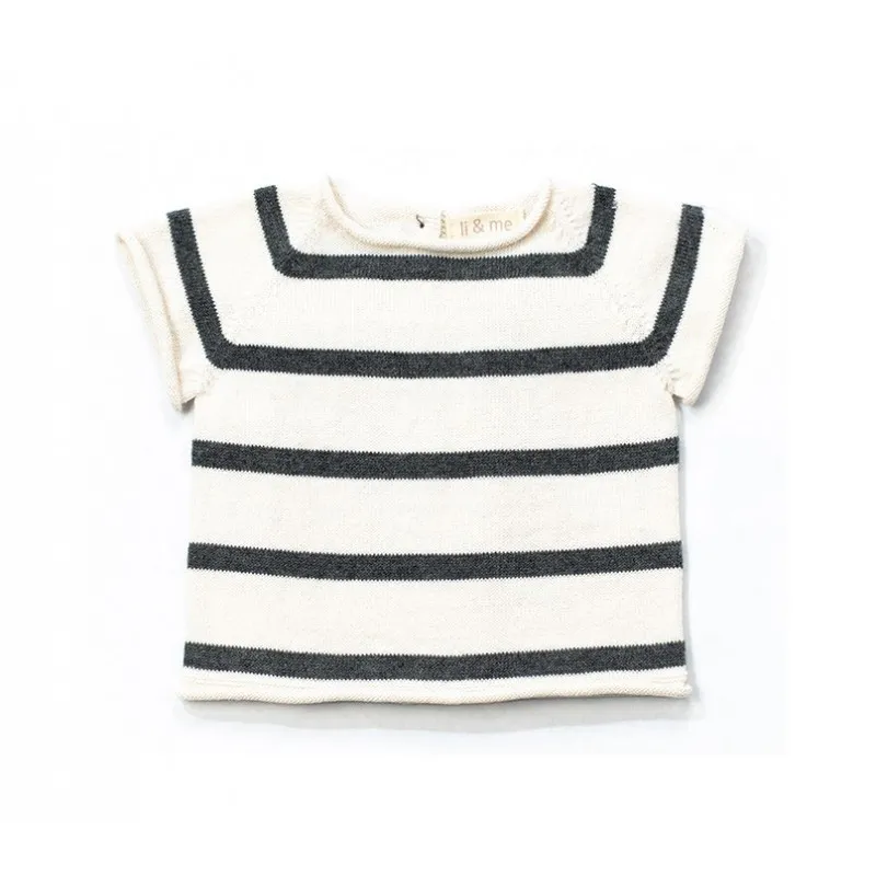 jersey bebé li&me manga corta rayas dark grey airon