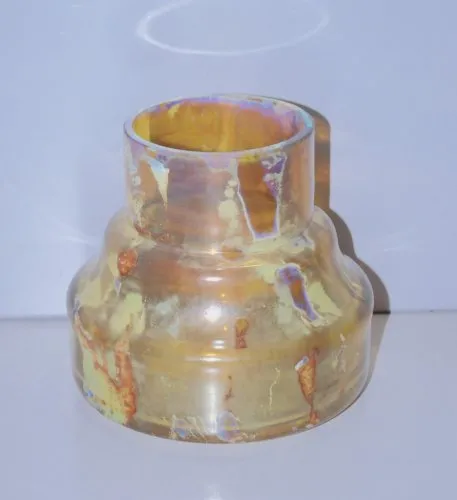 - JOLI VASE VINTAGE MODERNISTE VERRE COULEUR Ambrée AVEC COULURES COLOREES  D