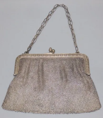 -JOLIE BOURSE AUMONIERE SAC Côtes de maille ARGENT Poinçon Charançon  D