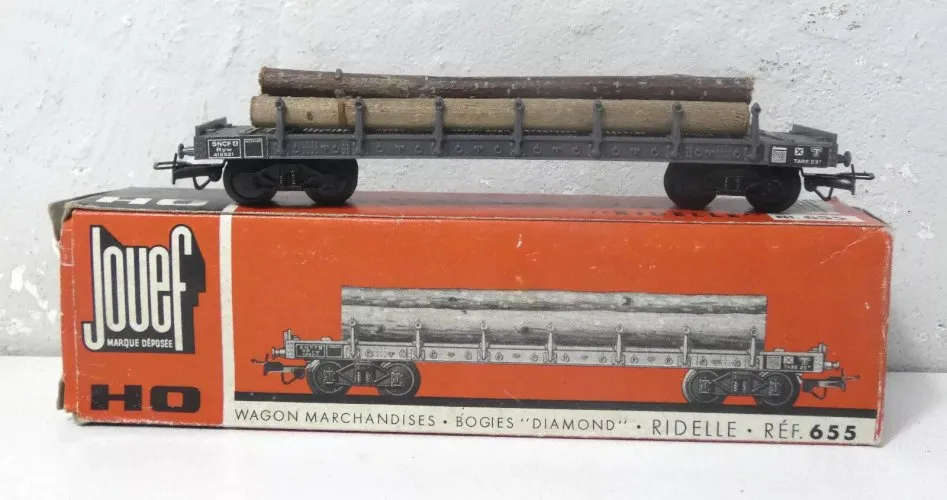 Jouef Wagon Marchandises Ridelle REF 655 en boite HO