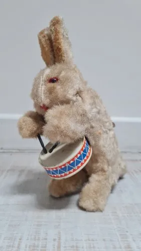 Jouet ancien automate -Lapin avec son tambour -années 50/60 fonctionne -Germany western