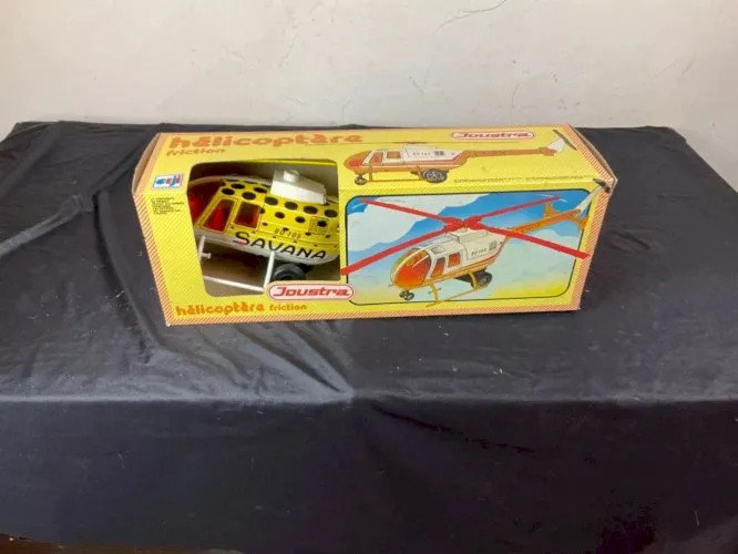 JOUET ANCIEN mécanique en tôle - JOUSTRA – hélicoptère à friction réf 0531