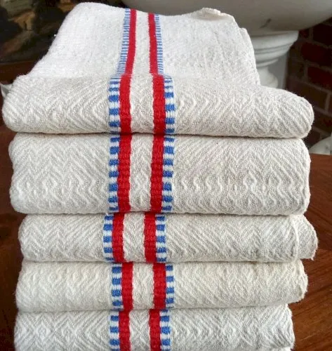 Lot 5 essuie mains torchons Métis vintage/Linge Ancien Cuisine /Old Hand Towel