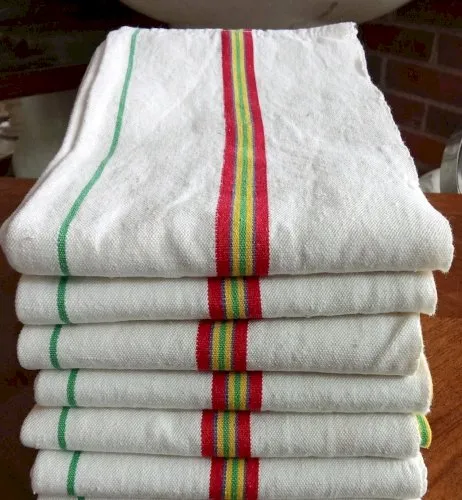 Lot 6 essuie mains torchons Coton vintage/Linge Ancien Cuisine /Old Hand Towel