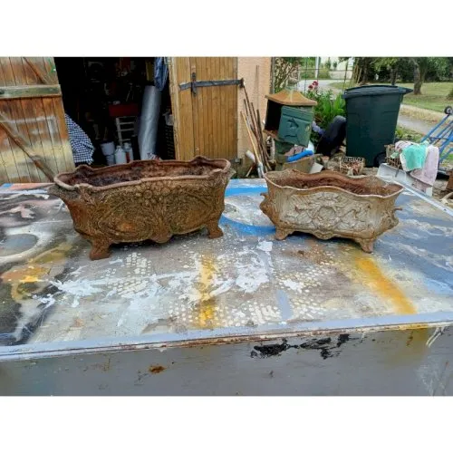 Lot de 2 Jardinières en Fonte 1900 de Charleville - Mézières
