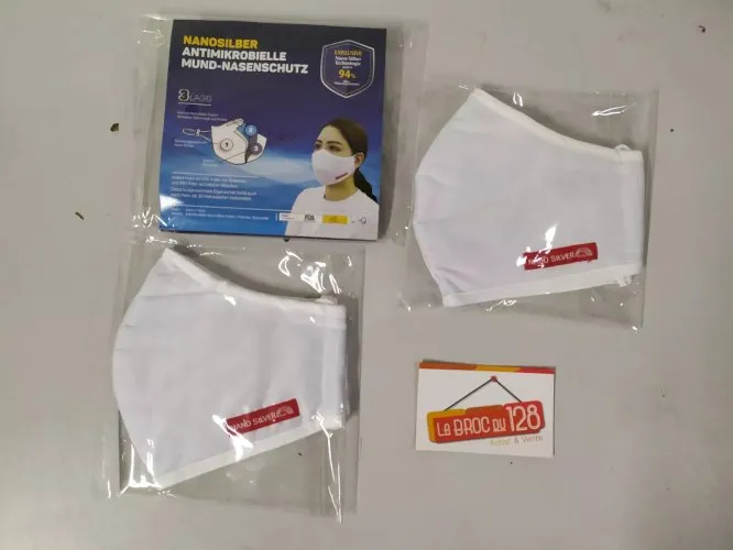 lot de 2 Masque de protection Tissu lavable 30 fois NANO SILVER - NEUF