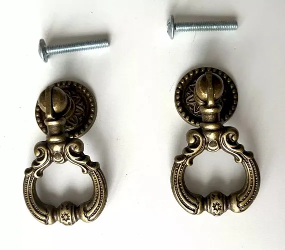 lot de 2 poignees tirettes pendants de tiroir style Louis XVI bronze