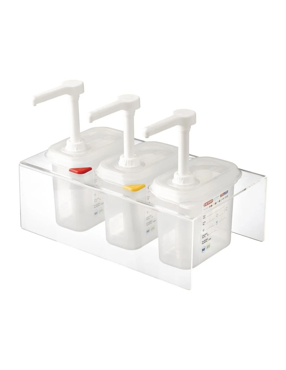 Lot de 3 distributeurs de sauce Araven GN 1/9 transparents 1,5L