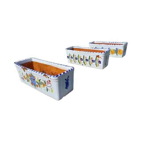 Lot de 3 Jardinières en Terre cuite émaillées