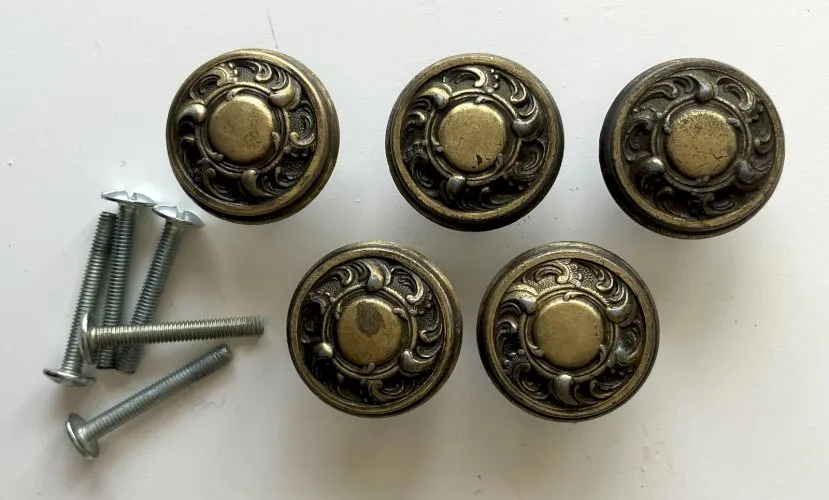 lot de 5 boutons de tiroir metal dore diametre 30 mm