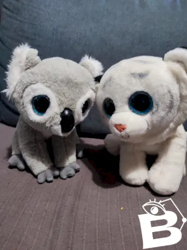 lot de deux peluches koala et tigre blanc de taille moyenne TY en tres bon etat