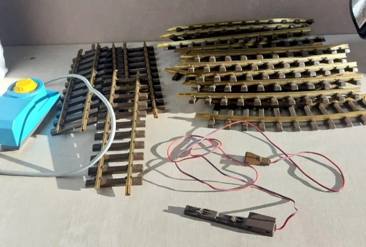 Lot de rails, transfo, connexion, Playmobil, train, Lehman