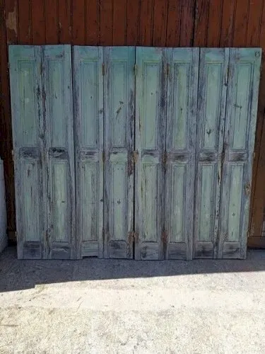 Lot volets / 8 elements boiserie patiné 168 cm ep 1940