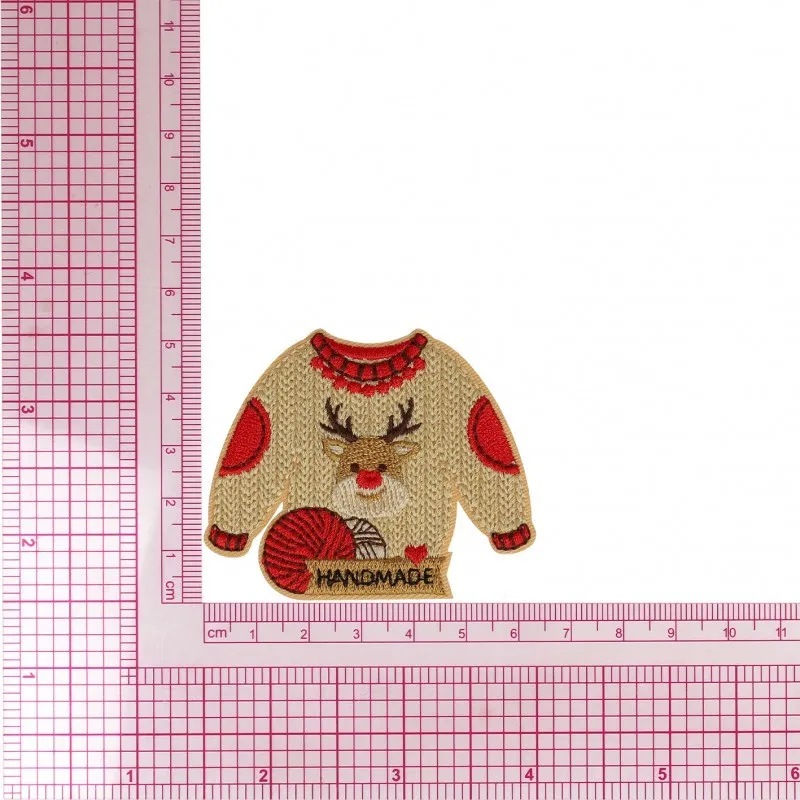 M ecusson pull festif - Cerf nez rouge