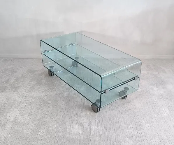 Magnifique meuble TV verre ‘’CARRELLO’’ signé Fiam Italia design Christophe Pillet