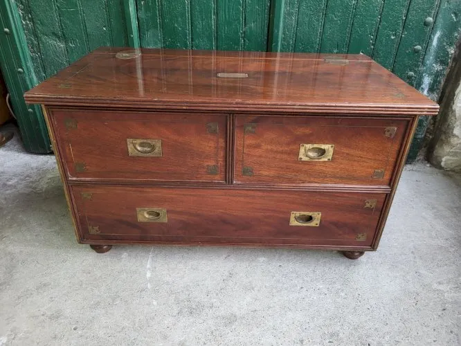 MALLE COFFRE COMMODE DE BATEAU EN ACAJOU ET LAITON THE GREAT PACIFIC S FRANCISCO