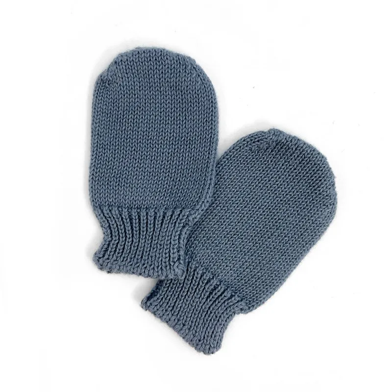 manoplas bebe tricot dusty blue